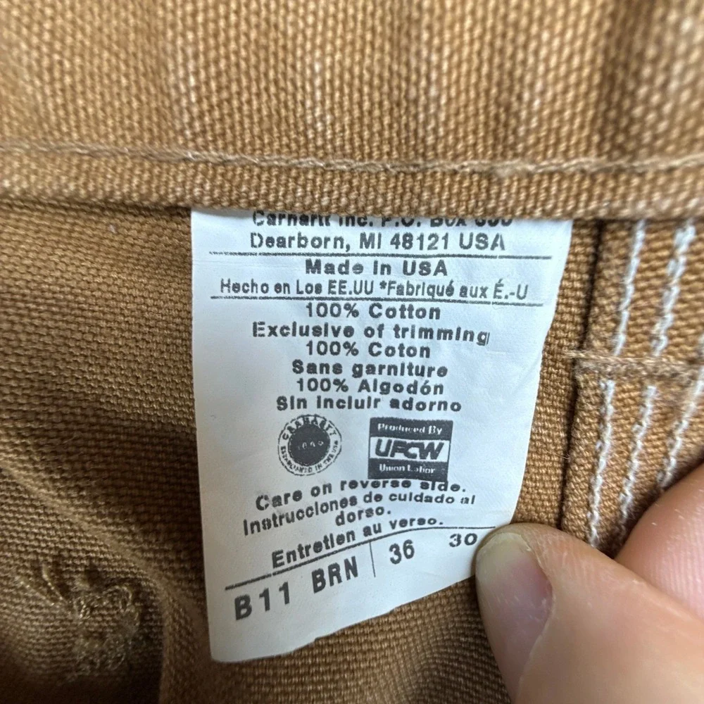 Carhartt Washed Duck Work‎ Dungaree Pants B11 BRN 36x30 Mens USA NOS NWT